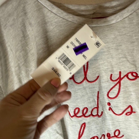 NWT French Connection ALL YOU NEED IS LOVE Embroidered T-Shirt - Picture 2 of 5